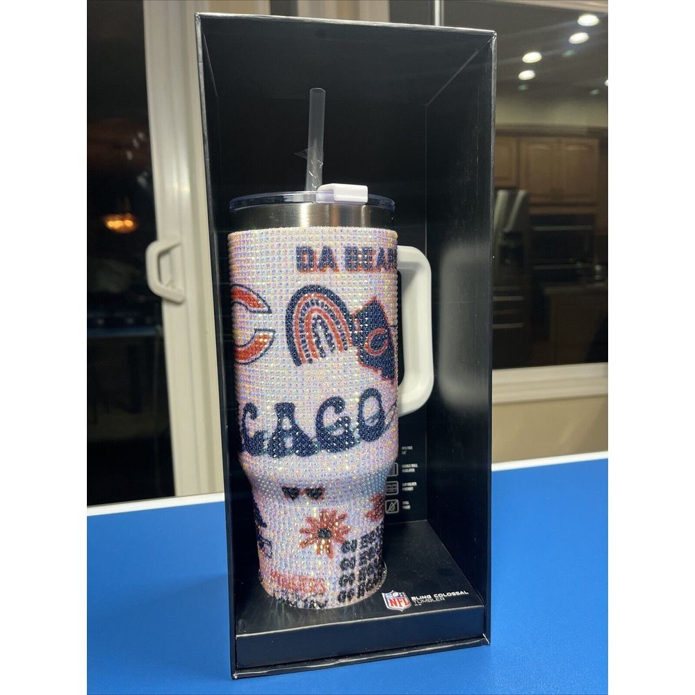NEW! NFL Bling Colossal Rhinestone Tumbler / Chicago Bears Licensed 46 OZ - Picture 2 of 5